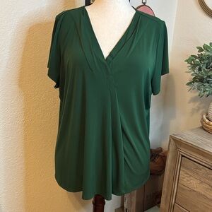 18- 20 Lane Bryant  Woman's V Neck Green Blouse
